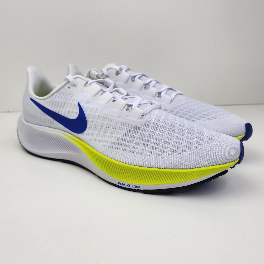 Nike Air Zoom Pegasus 37 Running Shoes Men's Size 15 White Blue BQ9646-102